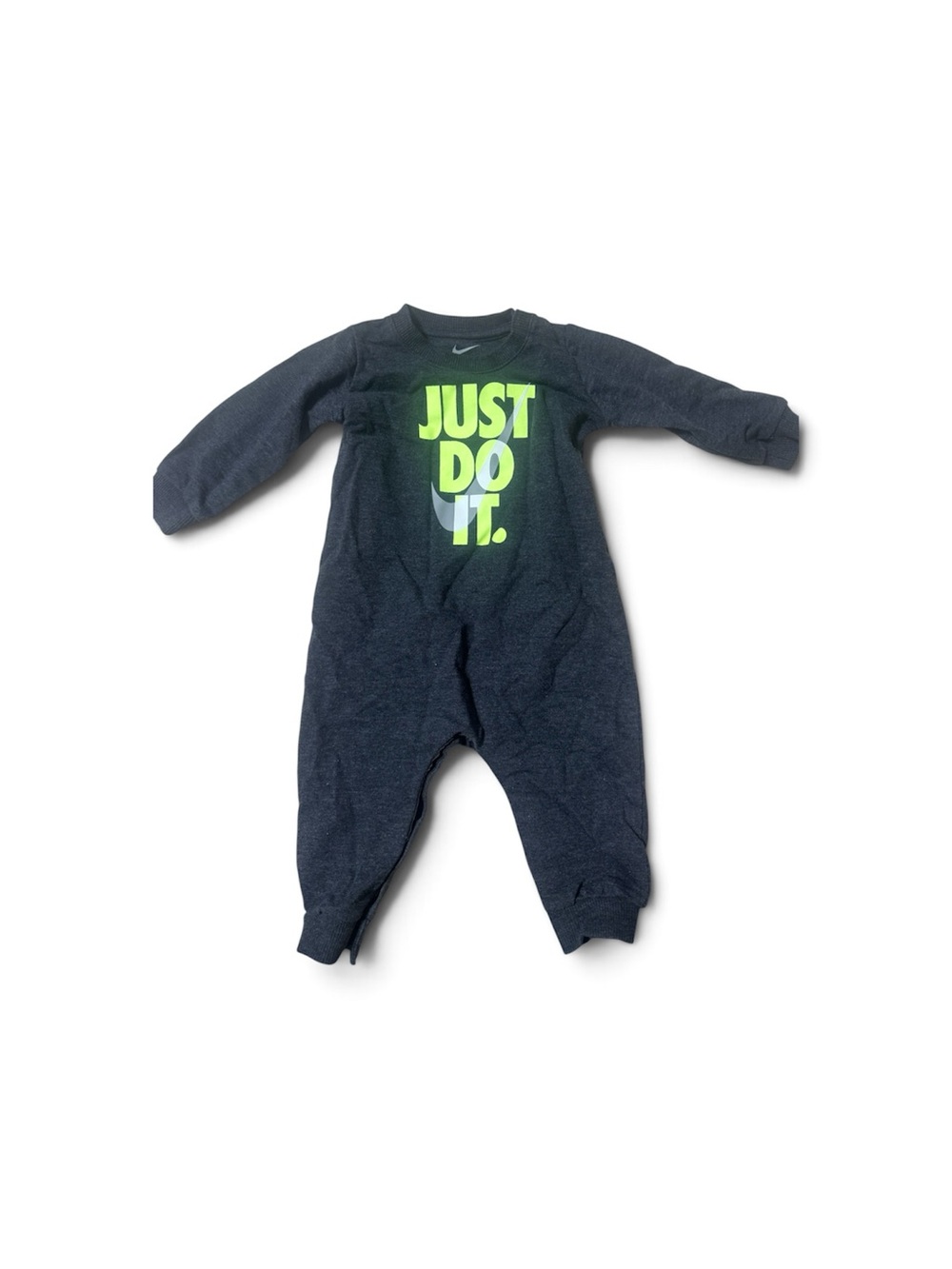 Nike One-Piece Footie with Neon Green 'Just Do It' Logo
